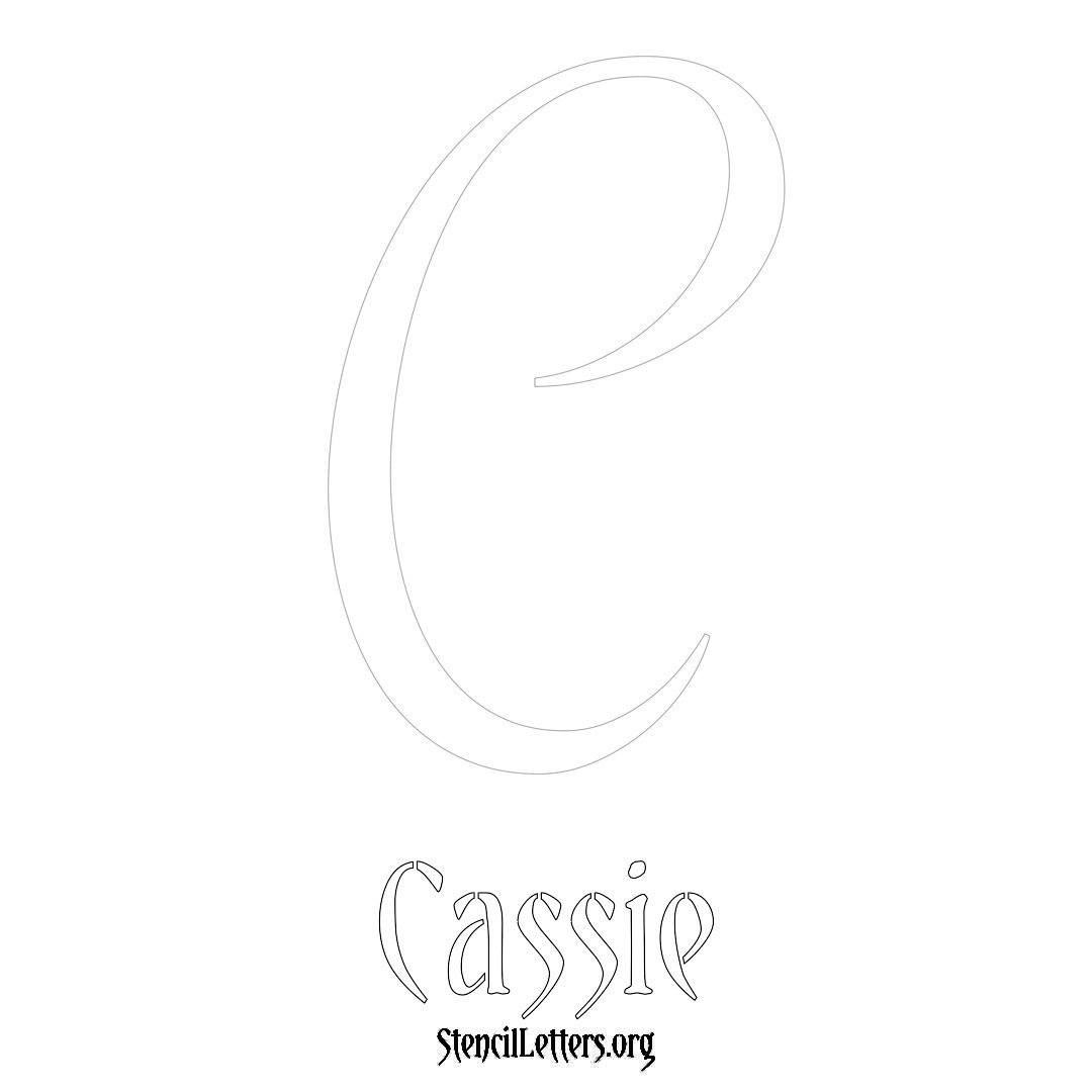 Cassie printable name initial stencil in Vintage Brush Lettering