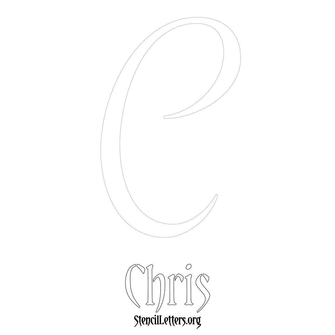 Chris printable name initial stencil in Vintage Brush Lettering