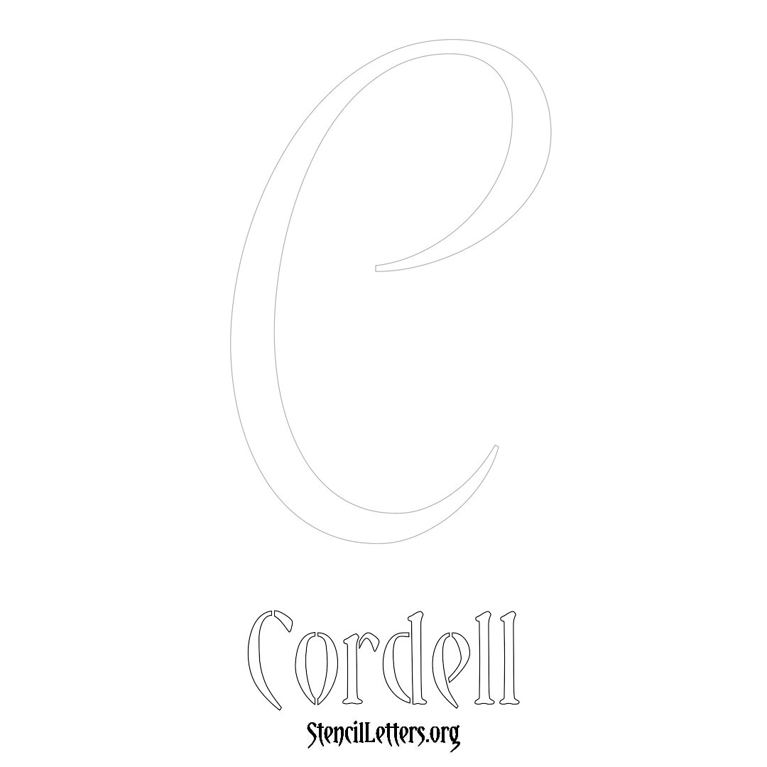 Cordell printable name initial stencil in Vintage Brush Lettering