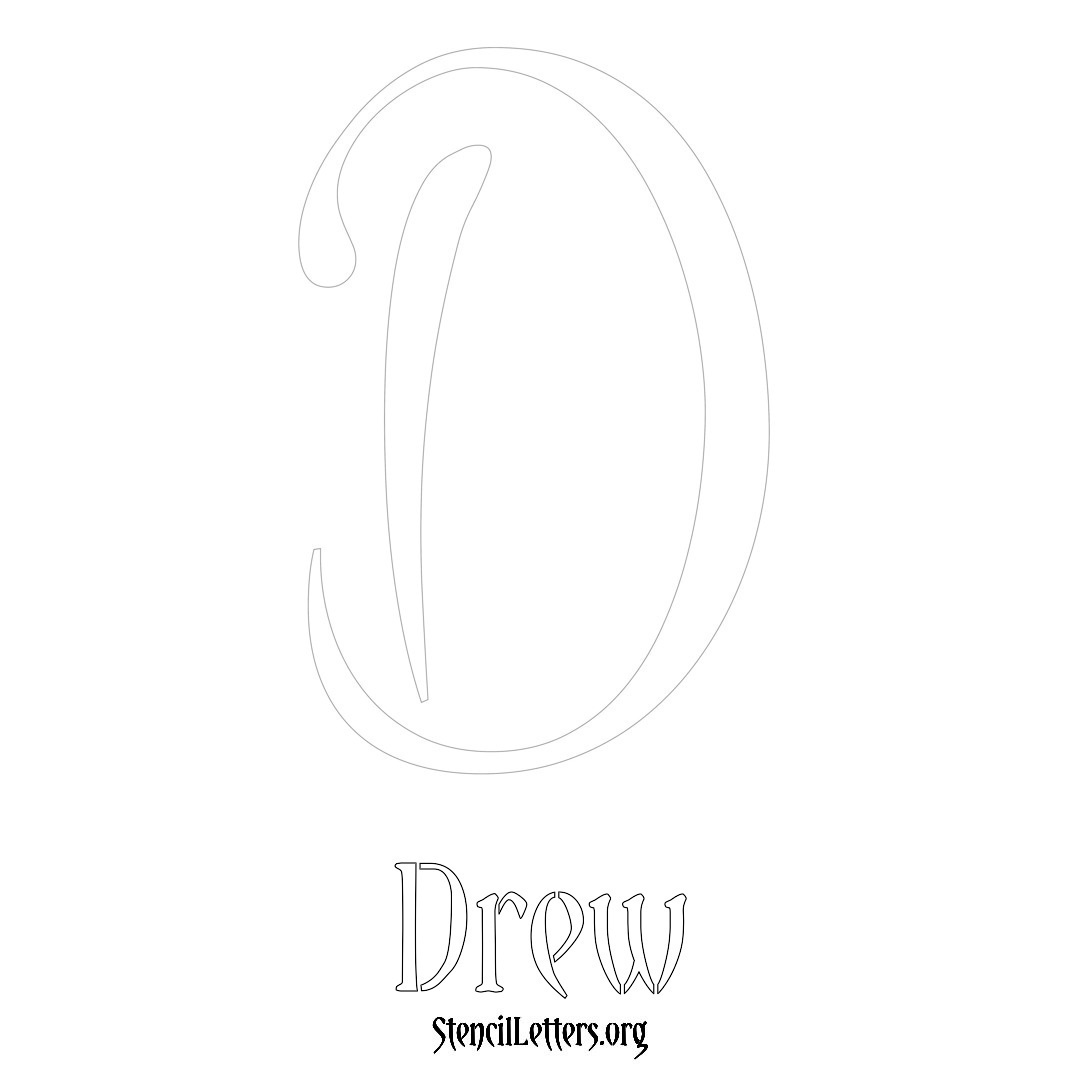 Drew printable name initial stencil in Vintage Brush Lettering