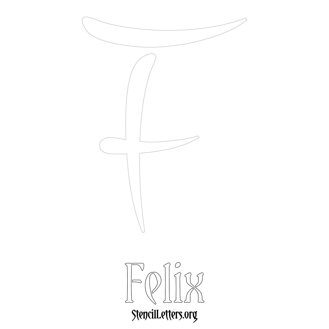 Felix printable name initial stencil in Vintage Brush Lettering