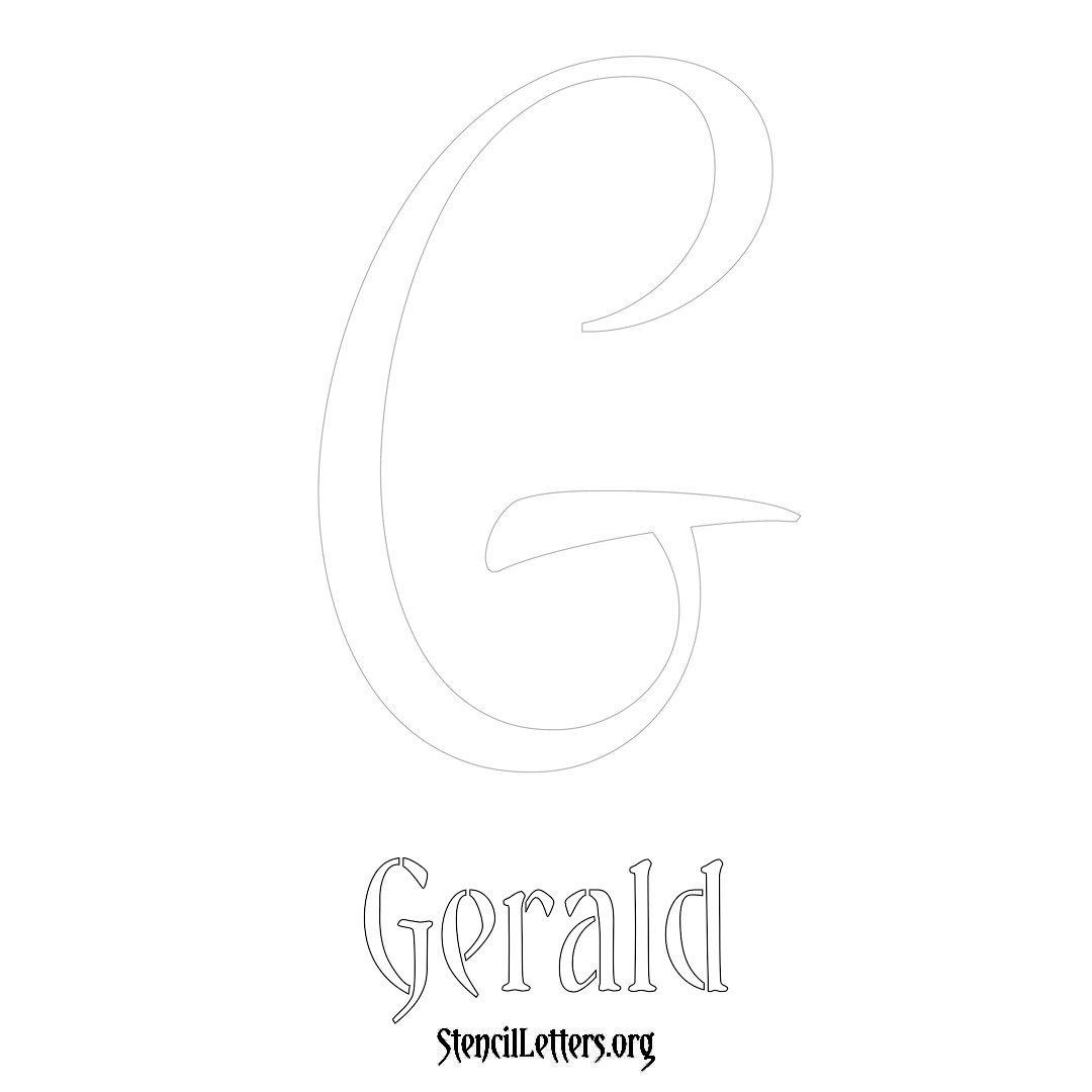 Gerald printable name initial stencil in Vintage Brush Lettering