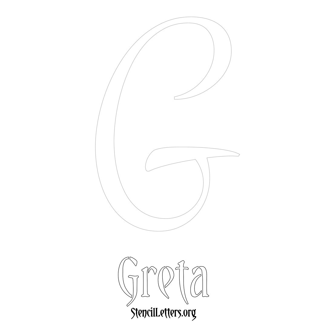 Greta printable name initial stencil in Vintage Brush Lettering