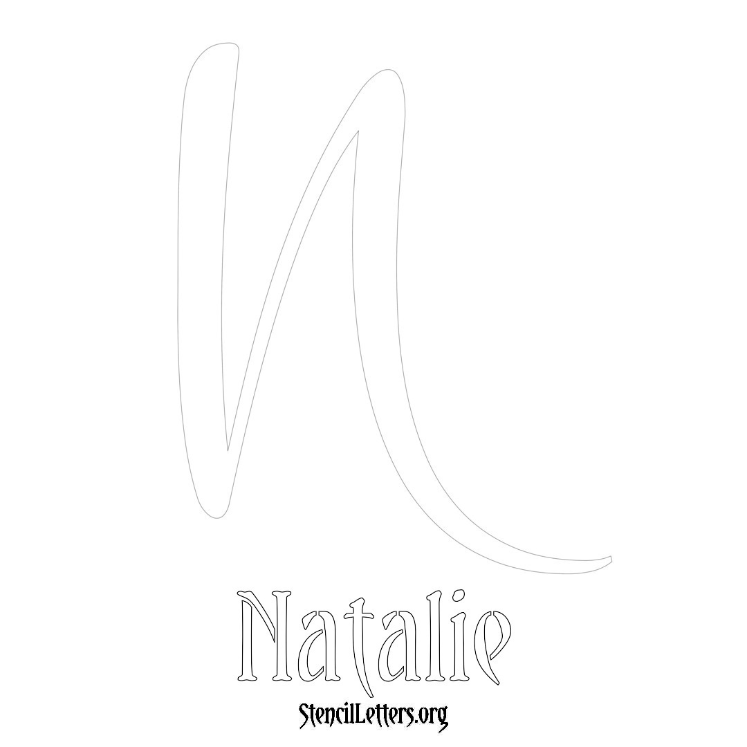 Natalie printable name initial stencil in Vintage Brush Lettering
