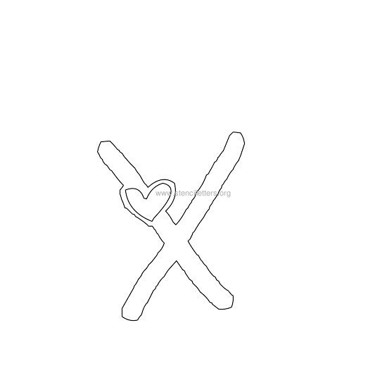 heart design stencil letter x
