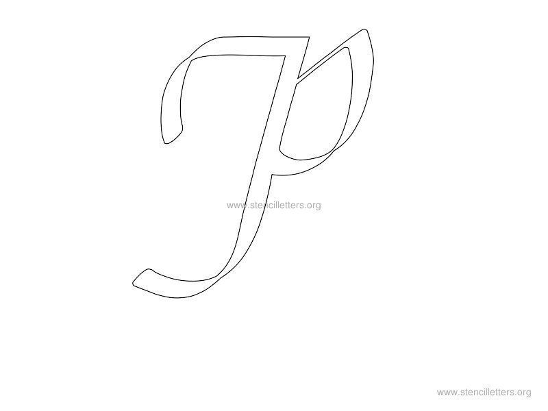 cursive wall stencil letter p